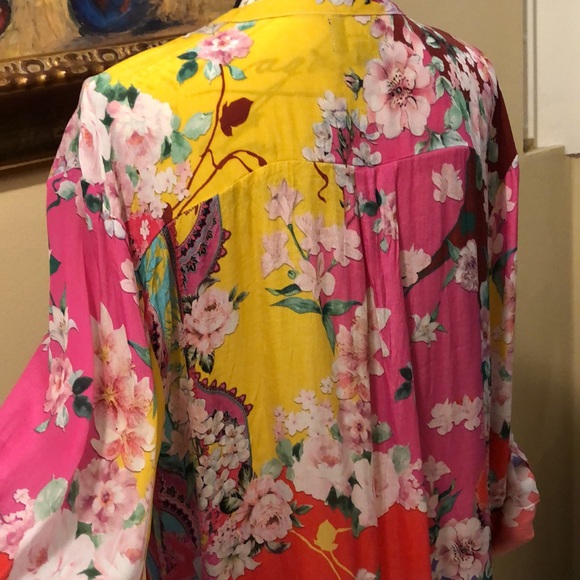 💗 Shana Bohemian partial button long sleeve / roll up lightweight happy top - Picture 7 of 12